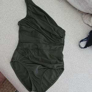 Miraclesuit Green One Shoulder One Piece Swimsuit